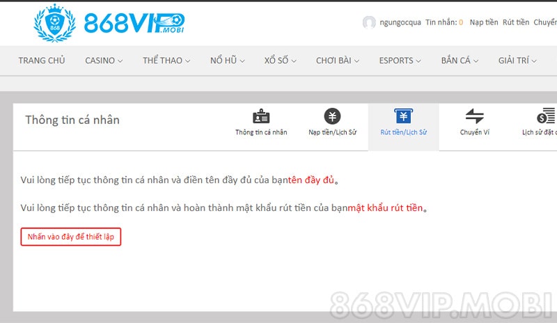 Hướng dẫn cách rút tiền tại 868VIP trực tuyến Hướng dẫn cách rút tiền tại 868VIP trực tuyến